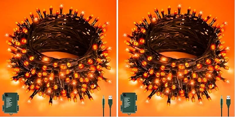 Besuche den cshare-Store cshare Halloween Deko Orange Lichterkette Outdoor, 6M 60er Lichterketten USB, Batterie mit Timer, Wasserdicht für Außen Innen Herbst Halloween Dekorationen-Orange (Packung mit 2) — Weihnachtsbeleuchtung