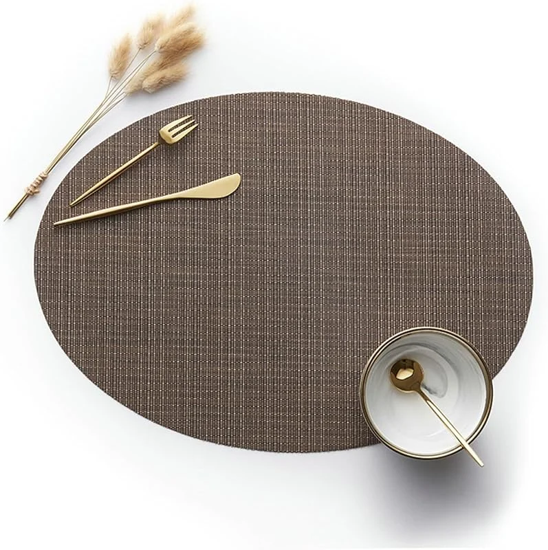 Besuche den Epinki-Store Epinki Tischset Boho Oval, 2er Set 45x32.5CM Platzset Weihnachten Abwischbar Oval mit Horizontale Streifen aus 70% Vinyl 30% Polyester, Tischmatte Schreibtisch Kaffee für Speisetisch — Küche & Haushalt