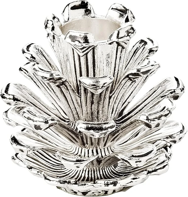 Besuche den EDZARD-Store EDZARD Kerzenleuchter Zapfen (H 6 cm), Aluminium vernickelt silberfarben — Kerzenlicht Abendessen