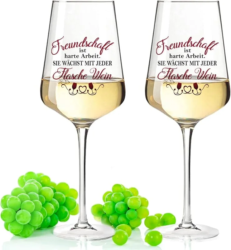 Besuche den GRAVURZEILE-Store GRAVURZEILE Weinglas - Freundschaft ist harte Arbeit - Lustige Geschenke - Geburtstagsgeschenk für Männer & Frauen sowie Mama & Papa - Geeignet als Weißweingläser — Wein und Festtafel
