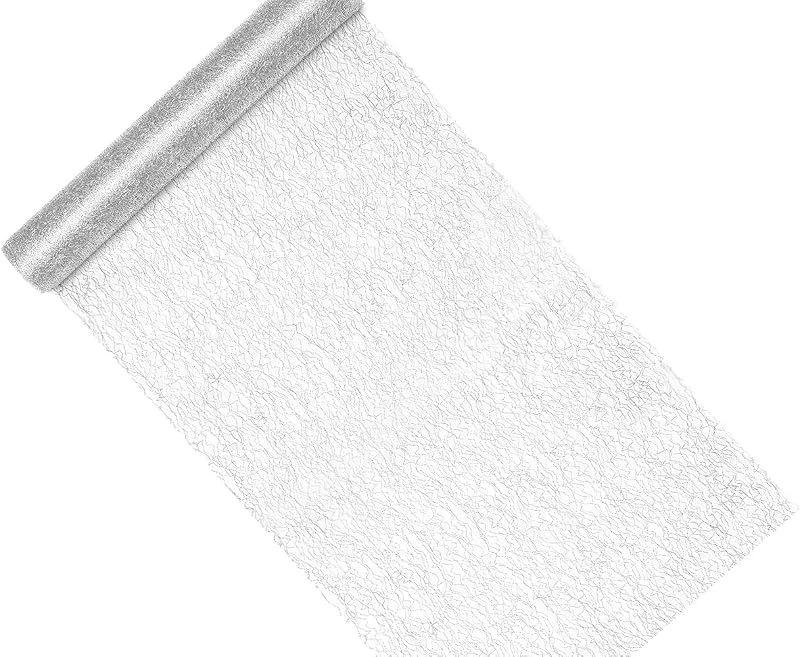 Besuche den PartyDeco-Store Tischläufer Silber in Netzoptik 36cm x 9m Rolle - Metallic glänzender Netzband - silbernes Deko Tischband Schleifenband - Tischdeko Hochzeit Silberne Tischdekoration Weihnachten — Küche & Haushalt