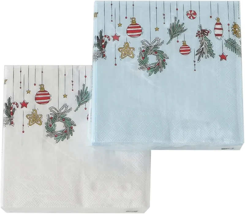 Marke: in due 2 x 20 Cocktailservietten Weihnachten 'Weihnachtsdekoration' - hellblau, weiß - 25 x 25 cm — Advent und Tisch