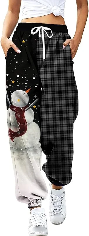 Marke: Générique Damenhose, hohe Taille, Jogginghose, bedruckt, Weihnachten, große Größe, leicht, locker, Jogginghose, Gürtel mit Taschen, Sport-Leggings, Arbeit, Fitness, Yoga, Laufen, Fitnessstudio, 3 h, Small — Weihnachtsmode