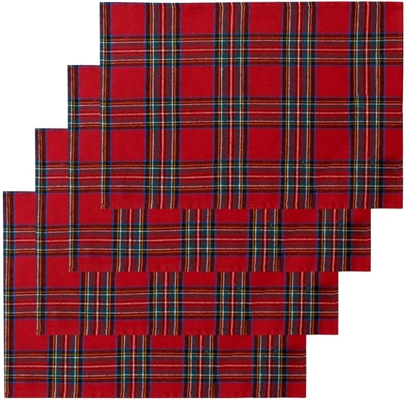 Marke: Fopytu 4er-Set Tischservietten, Weihnachtliche Platzsets, Weiche Stoffservietten Im Schottischen Tartan-Karomuster, Dekorative Küchentischsets, Festliche Dekoration — Küche & Haushalt