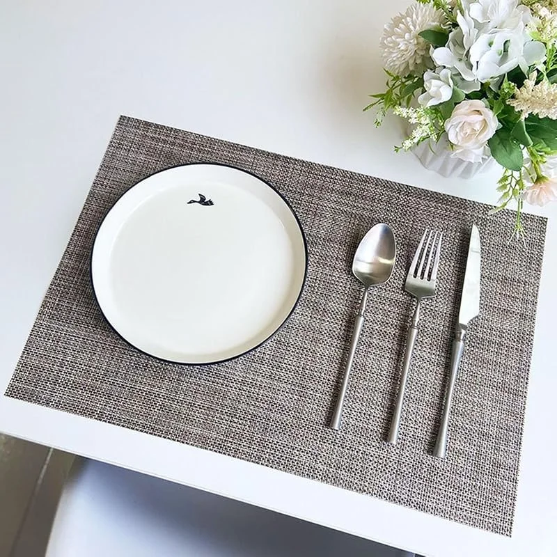 Besuche den Epinki-Store Epinki Tischsets Abwaschbar Vintage Quadratisch, 2Pcs Set 30x45CM Platzset rutschfest Falsche Leinen Gewebt Texture Anti-Rutsch aus PVC, Tischuntersetzer Couchtisch Braun für Speisetisch — Küche & Haushalt