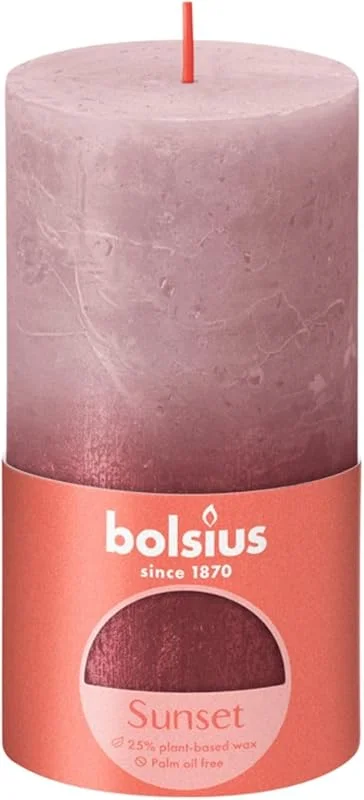Besuche den bolsius-Store Bolsius Rustikale Kerze 130, 68 Rose, Rot — Kerzenlicht Abendessen