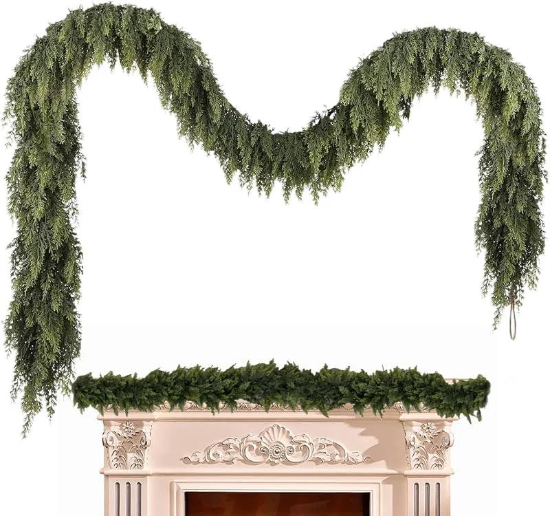 Marke: Generisch Realistischer Weihnachtskranz, Ständer zum Aufhängen von Dekorationen, Girlande aus und Zedernholz mit echtem Touch und realistischem Effekt, für Dekoration von Treppen, Haus, Bauernhof — Weihnachtsdeko