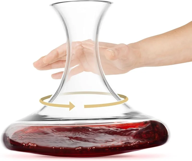 Marke: Final Touch Final Touch Drehbarer Weindekanter, handgefertigter bleifreier Kristall, drehbar, verbessert Belüftung und Aromen, elegantes Design für Rotwein, 750 ml Fassungsvermögen — Wein und Festtafel