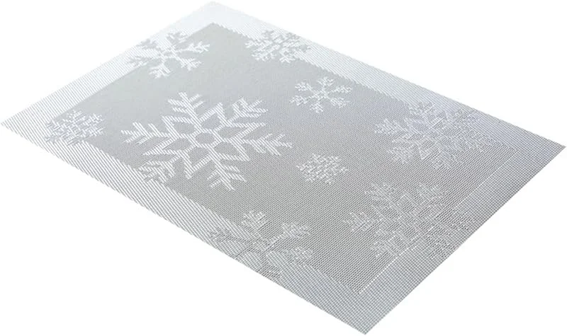 Besuche den Epinki-Store Epinki Tischset Abwaschbar Quadratisch, 2er Set 45x30CM Platzmatten Tisch mit Weihnachten Schneeflocke Muster aus PVC, Tischmatten Set Abwaschbar Grau für Restaurant Speisetisch Platz-Matten — Küche & Haushalt