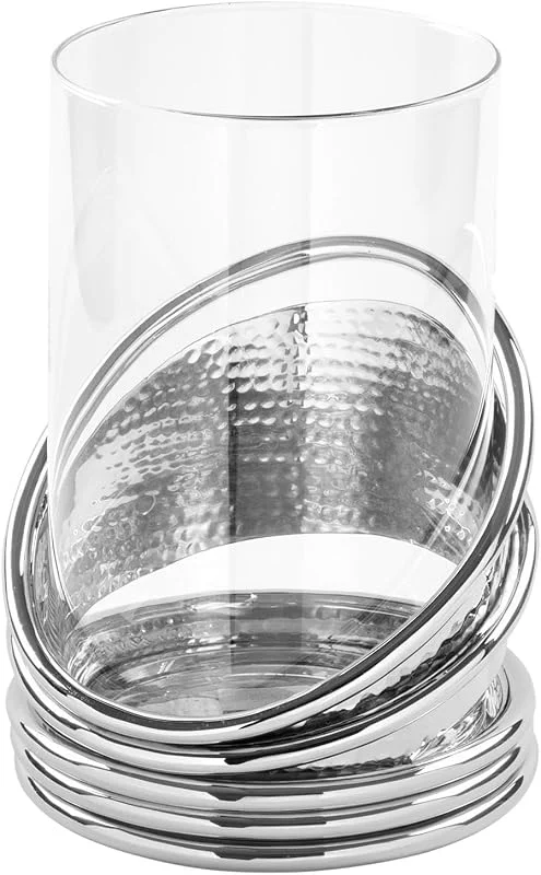 Besuche den Fink-Store Fink edles Windlicht 25x18 cm aus Glas-Aluminium Kerzenhalter für Stumpenkerzen — Kerzenlicht Abendessen