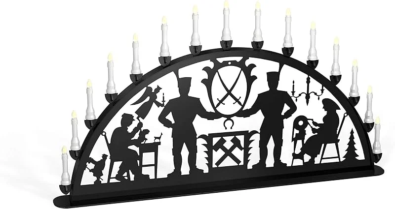 Marke: Schwibbo Außenschwibbogen Schwibbogen Lichterbogen 15 flammig, Metall - Motiv: Schwarzenberg - Farbe: schwarz (1 Meter) — Weihnachtsdeko