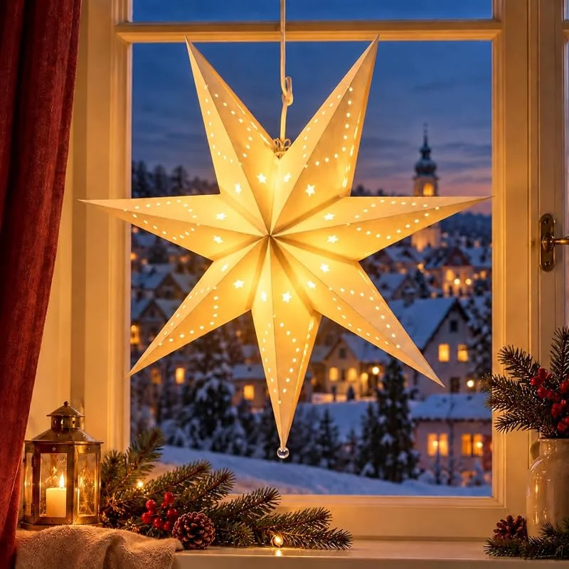 Besuche den SALCAR-Store SALCAR LED Papierstern 55 cm zum Aufhängen, für Weihnachten und Advents — Weihnachtsdeko