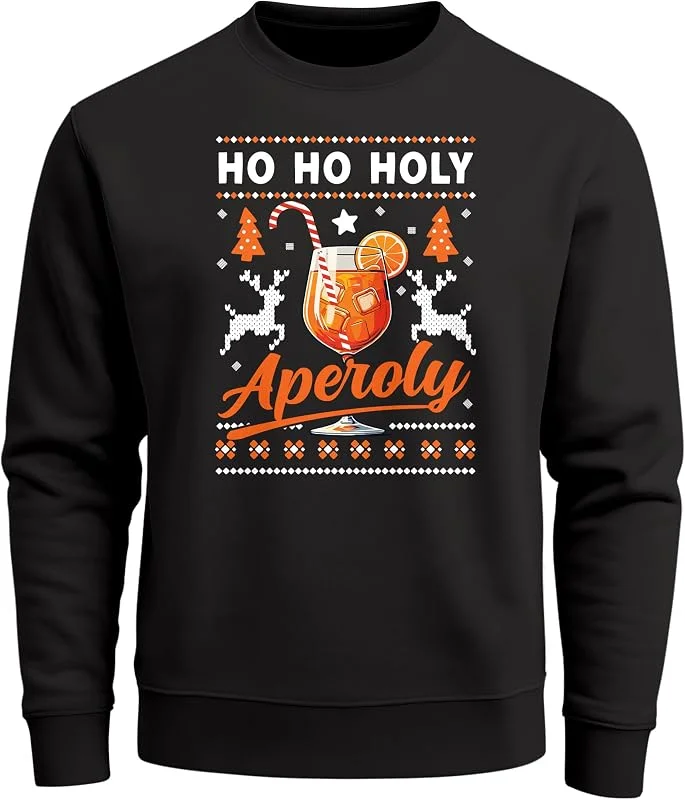 Besuche den MoonWorks-Store MoonWorks® Sweatshirt Herren Ho Holy Aperoly Spruch Lustig Weihnachtspullover Aufdruck Weihnachtsoutfit Männer — Weihnachtsmode