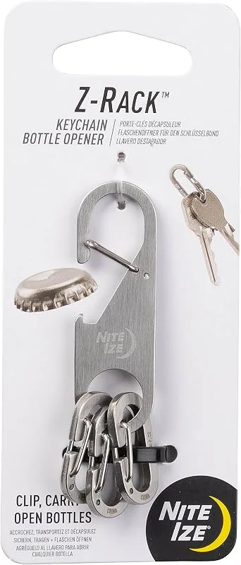 Besuche den Nite Ize-Store Nite Ize Z-Rack Schlüsselanhänger Flaschenöffner - Kleiner Edelstahl Schlüsselanhänger - Karabiner mit Flaschenöffner mit drei MicroLink Mini Karabinern — Wein und Festtafel