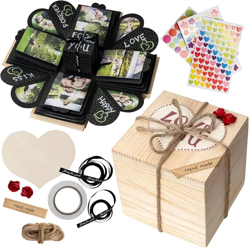 Marke: GiftSpace4YOU WoodExplosionBox Holzkiste Explosion Box überraschungsbox - DIY Geburtstag Geschenk Box - Explosionsbox Bilder Kiste - Die Besondere Geschenkidee für M?nner und Frauen — Geschenkverpackung