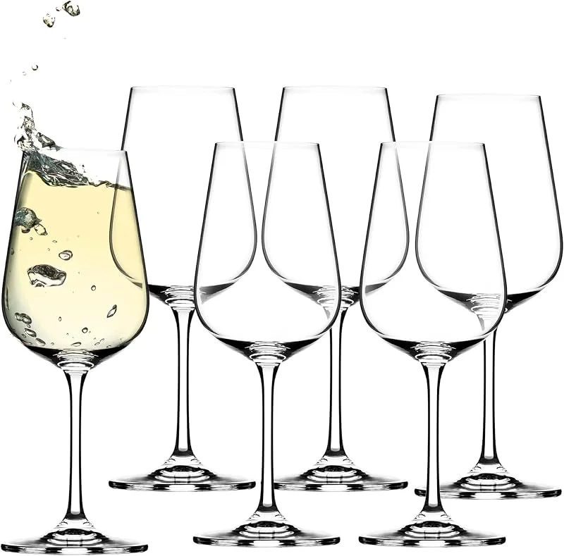 Besuche den KADAX-Store KADAX Weißweingläser aus Kristallglas – 6er Set, 360ml, Elegante Weinkelche mit langem Stiel, Schlichte Weingläser für Weißwein, Perfekt für Zuhause, Feste & Hochwertige Tischdeko — Wein und Festtafel