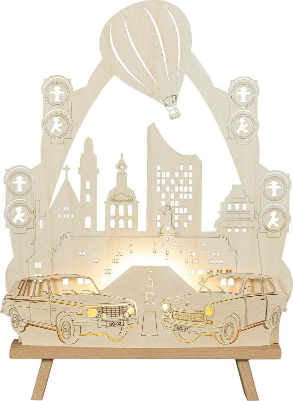 Besuche den Rudolphs Schatzkiste-Store Rudolphs Schatzkiste Lichterspitze Trabant & Wartburg LED-Beleuchtung Natur BxHxT 32x44x6cm NEU Schwibbogen Lichterbogen Fensterbogen Spitzbogen Erzgebirge Weihnachten Bergbau Bergmann Licht Holz — Weihnachtsdeko
