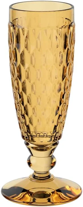 Villeroy & Boch – Boston Saffron Sekt-, Champagnerglas Gelb, Spülmaschinenfest, Prosecco Glas, Sektflöte, Außergewöhnliches Glas für Sekt und Champagner, Kristallglas — Wein und Festtafel