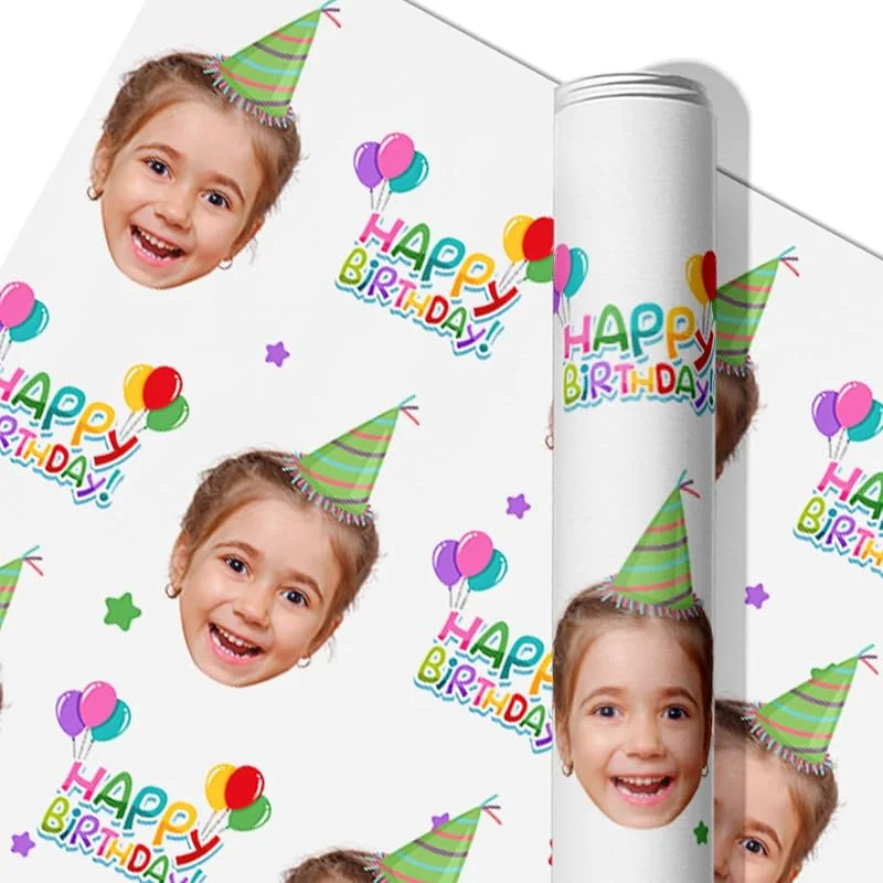 Marke: Naispanda Personalisiertes Geschenkpapier Personalisierte Geschenk Rollen Papier mit Foto Text Personalisierte Geschenkpapier Rolle für Geburtstag, Muttertag, Vatertag, Jahrestag, Hochzeit, 2 Rollen, 74 x 51 cm — Geschenkverpackung