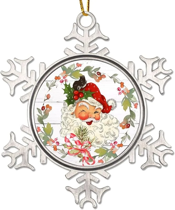 Marke: CowkissSign Weihnachtsmann Weihnachtsbaum Ornamente Weihnachtsmann Neuheit Metall Schneeflocke Weihnachten Ornament Vater Weihnachtskranz Weihnachtsdekoration für Kinder Freund Heimdekoration Geschenk