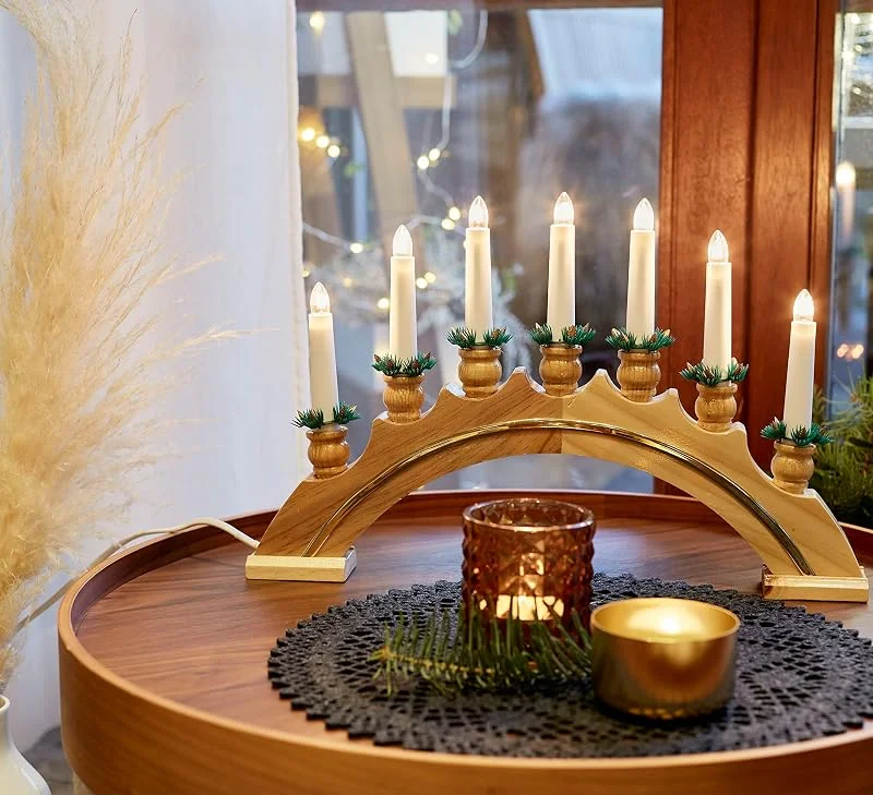 Besuche den hellum-Store hellum Holz Schwippogen Weihnachten, 7 Kerzen innen, Stecker & Schalter — Weihnachtsdeko