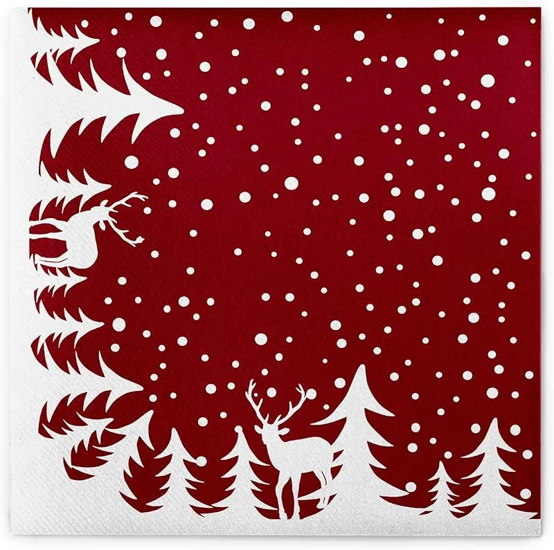 Besuche den Sovie HORECA-Store Sovie HORECA Serviette Marvin in Bordeaux aus Linclass® Airlaid, Weihnachtsserviette festlich stoffähnlich, Einwegserviette ideal für die Adventszeit & Weihnachten, 40x40cm, 50 Stück — Geschenkverpackung