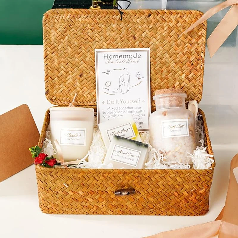 Marke: AELITA Geschenke Für Frauen Körperpflege Und Wellness, Wiederverwendbarer Geflochtener Korb Personalisierte Gestaltete Karte, Geschenkbox Beste Freundin Geburtstagsgeschenk Geschenk Mama Geschenkset Set — Hautpflege