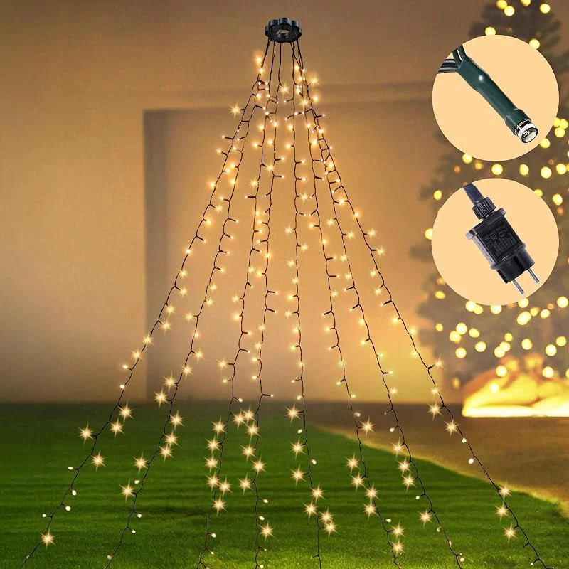 Besuche den 4smile-Store 4smile warmweiße Lichterkette Weihnachtsbäume 8 x 2 m, 320 LEDs, 8 Modi, IP44 wasserdicht — Weihnachtsbeleuchtung