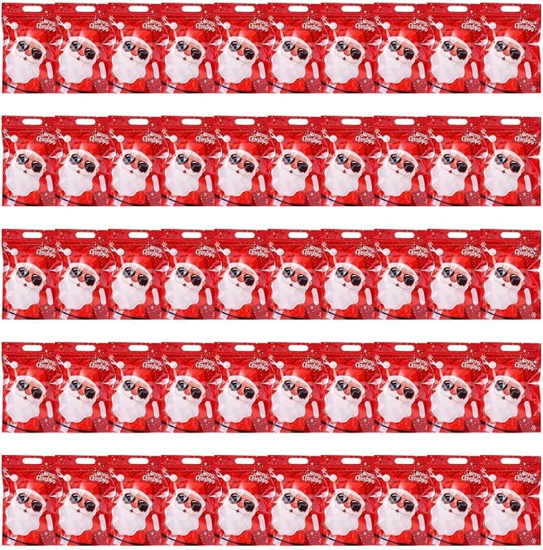 Marke: Generisch Weihnachtliche Süßigkeitentüten, 50 Stück, Weihnachtsmann-Design — Geschenkverpackung