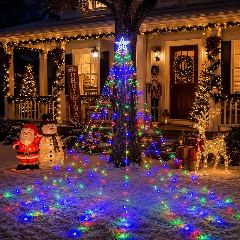 Besuche den Kwaiffeo-Store Weihnachtsdeko Outdoor 3.5M Weihnachtsbeleuchtung Wasserfalllichter