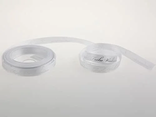 Marke: Christa-Bänder Weihnachtsband Frohe Weihnachten Weiss 15 mm ohne Draht — Geschenkverpackung