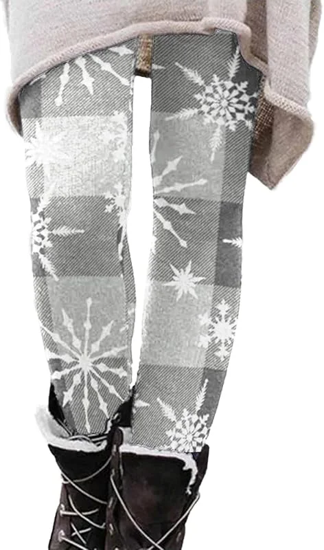 Marke: Generisch Leggins Baumwolle Damen Lang Muster - Weihnachts Leggings Damen Thermo Weihnachtsleggings Warm High Waist Skinny Christmas Thermo-Leggings Winter Push Up Stretch Yoga Sport Weihnachts Jogginghose — Weihnachtsmode