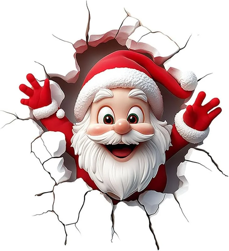 Marke: Generisch Weihnachtsaufkleber, Weihnachtsmann durch die Wand Motiv Aufkleber, Wandtattoo Weihnachtsmann Wandsticker, Weihnachtsaufkleber Selbstklebend für Wohnzimmer Home Schlafzimmer Fenster Tür Dekor — Geschenkverpackung