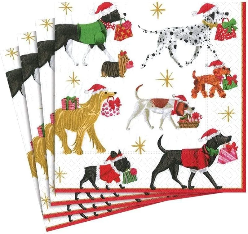 Marke: Caspari Caspari Papierservietten, Weihnachtslieferung, Weiß, 20 Stück pro Packung, mehrfarbig (13310L) — Advent und Tisch