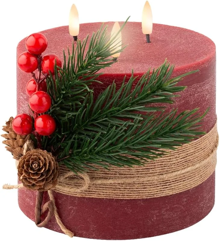 Marke: Lumineo Lumineo LED Kerze batteriebetrieben 3 flammig mit Timer Wachs 15cm - flackernde Flamme Effekt - Weihnachtskerze mit 6 Stunden Timerfunktion - Flammenlose Kerzen Wachskerzen Dekokerzen - Weinrot — Advent und Tisch