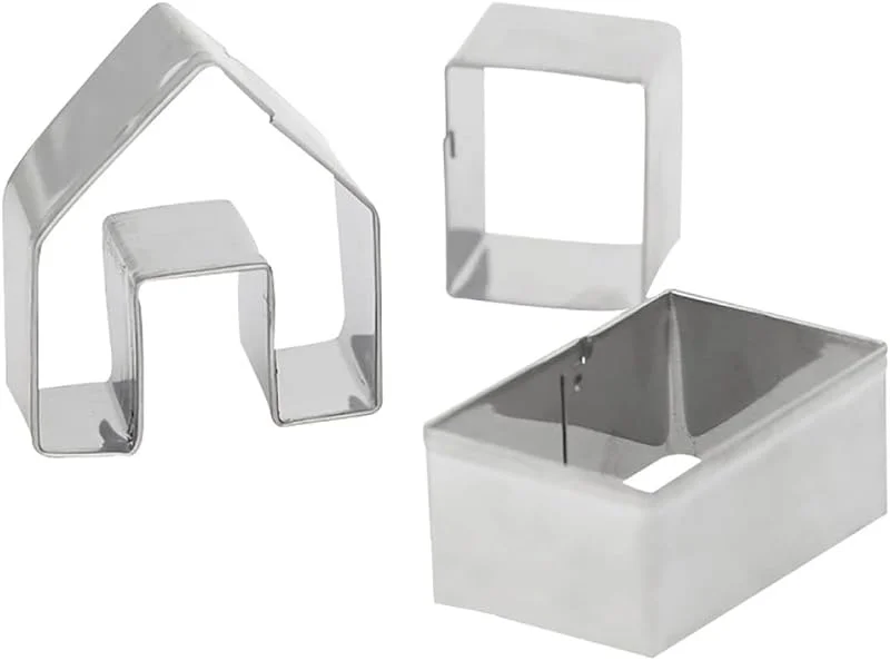 Marke: Dorccsi Lebkuchenhaus-Ausstecher, 3 Stück, Edelstahl, Metall-Backformen, kleines Lebkuchenhaus-Set, Weihnachtshaus-Backform, Lebkuchen-Ausstecher, Lebkuchen-Set, Lebkuchenhaus-Set, Lebkuchenhaus-Set — Weihnachtskueche