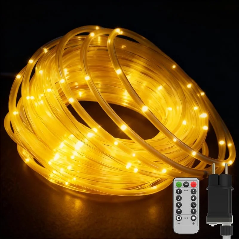 Marke: Suusolny 20m 200LEDs Lichterschlauch Dimmbar LED Lichterkette mit 8 Modi & Timer Schlauch Außen IP44 Wasserdicht Weihnachten Dekolicht LED Beleuchtung für Party Feier Weihnachtsbeleuchtung Warmweiß