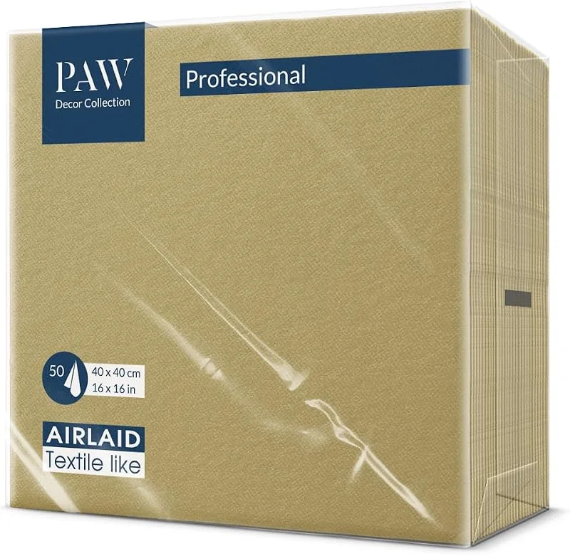 Besuche den PAW Decor Collection-Store PAW Servietten aus Airlaid, Stoffähnlich, 50 Count, Ideal für Hochzeit, Taufe, Kommunion, Geburtstag, Stoffservietten, Einfarbig, Gold — Küche & Haushalt