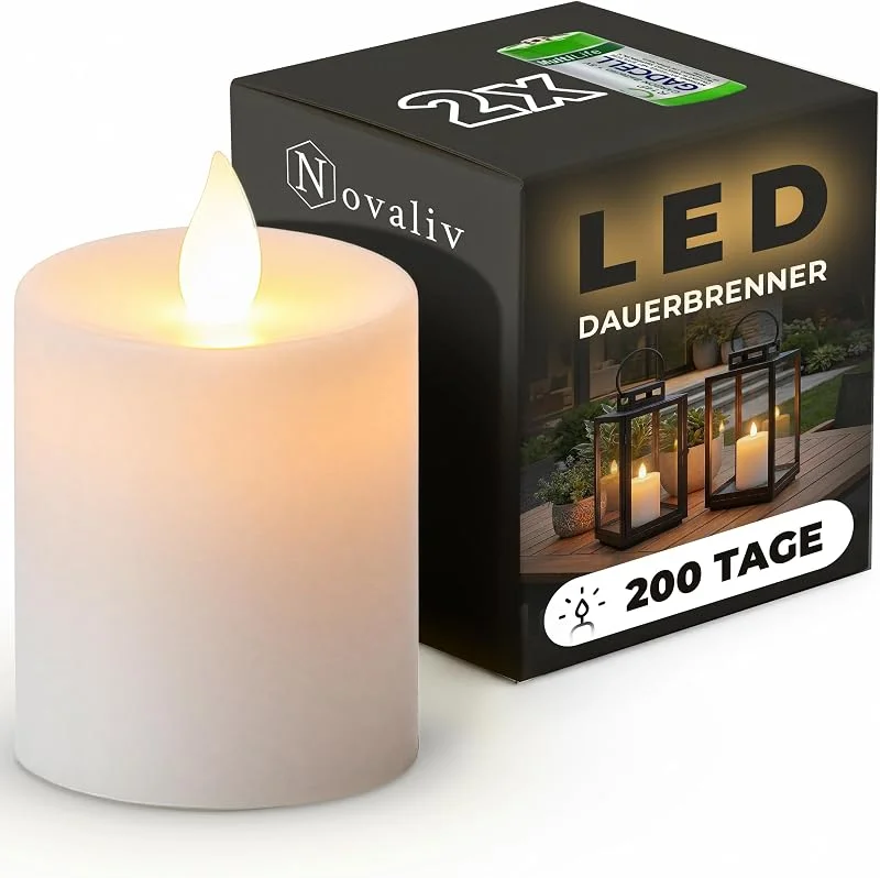 Besuche den Novaliv-Store Novaliv LED Kerze Outdoor weiß Grablichter LED mit Batterie Dauerkerze LED Kerzen flackernde Flamme Dauerbrenner LED Friedhofskerze Ambientebeleuchtung Gedenkkerze — Kerzenlicht Abendessen