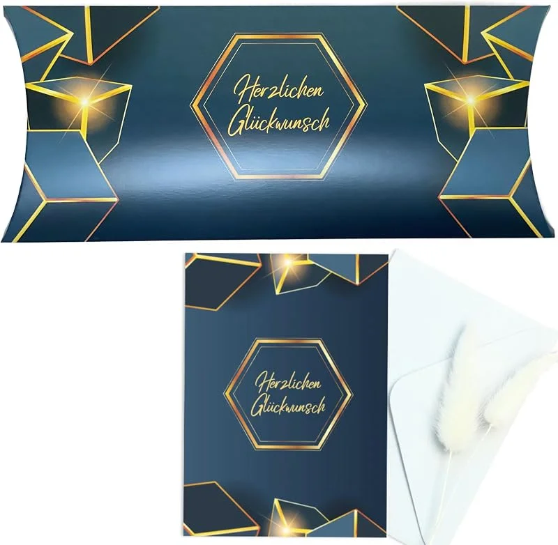 Marke: Laurea Verde 5er Set Geschenkbox Geldgeschenk Hochzeit Gutscheinverpackung Geburtstag Nix-Geschenk Kissenverpackung "Herzlichen Glückwunsch" 24, 3x3, 2x11, 7cm mit passender Glückwunschkarte und Umschlag — Geschenkverpackung