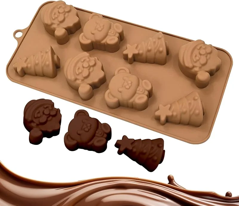 Marke: Générique Silikonformen für Weihnachten, Küchenzubehör zum Backen mit 8 Mulden, Formen zur Kerzenherstellung, für Dessert, , Schokolade, Kerze, Seife, Party, Versammlung und — Weihnachtskueche