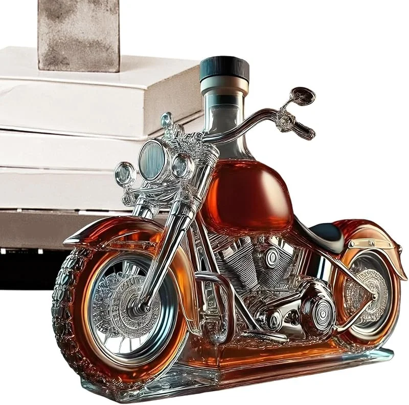Marke: Ruwshuuk Karaffen Für Wein Glas Karaffe Mit Motorrad-Design Belüfter Whisky Flasche — Wein und Festtafel
