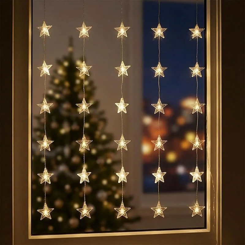 Besuche den Spetebo-Store Spetebo LED Sternen Lichtervorhang warm weiß - 100 cm — Weihnachtsbeleuchtung