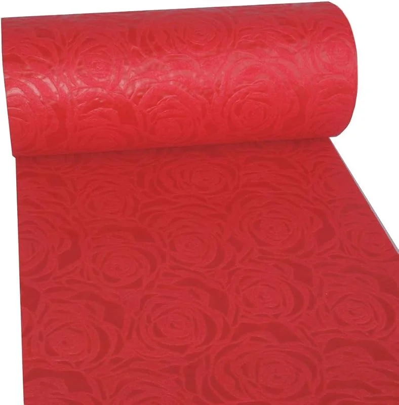 Besuche den Deko AS GmbH-Store Dekoflor Tischband Tischläufer Tischdeko einzigartiges Rosen Design (Wasserfest, Lotuseffekt, samtige Oberfläche, 5 m Rolle, 30 cm Breite, 100% Nylon), Rot — Küche & Haushalt