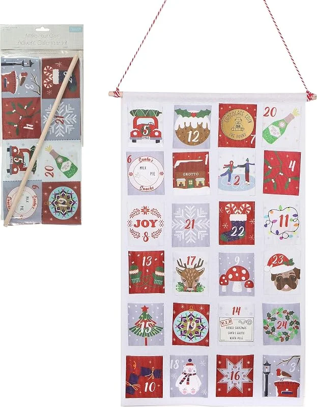 Marke: Trimits Trimits Adventskalender-Set zum Selbermachen, Stoff, 31 x 55 cm, Weiß — Advent und Tisch