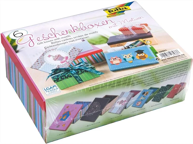 Besuche den folia-Store folia 32601 - Geschenkboxen 6er Set, sortiert mit Ganzjahres-Motiven und in 6 verschiedenen Größen, ideal zum Verschenken oder zur Aufbewahrung — Geschenkverpackung