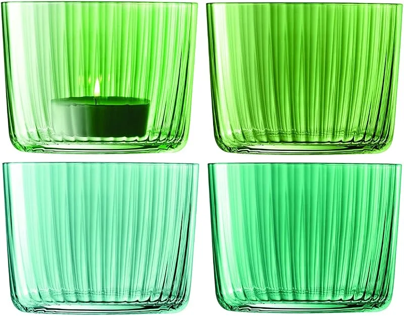 Marke: LSA International LSA Gems GM09 Teelichthalter, 6 cm, Verschiedene Jadefarben, 4 Stück, handbemalte Glaswaren — Kerzenlicht Abendessen