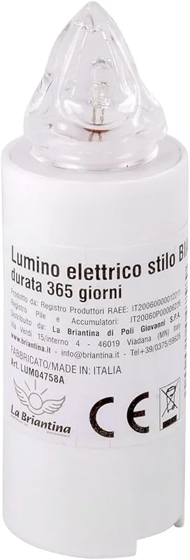 Marke: La Briantina La Briantina Elektrisches LED-Teelicht Stilo, Lebensdauer 365 Tage, weiß mit Dauerlicht, flackernd, H 9, 5 x Ø 3 cm — Kerzenlicht Abendessen