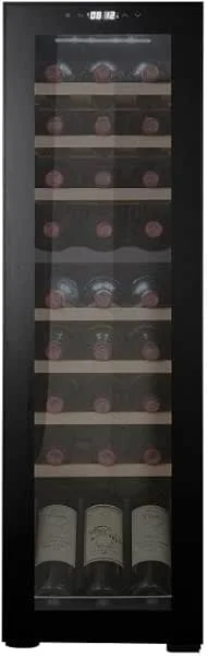 Besuche den Cavin-Store CAVIN Freistehender Weinkühlschrank - Northern Collection 27 Black, Kompressorkühlung, 27 Flaschen, 2 Temperaturzonen, Zwei Zonen 5 bis 18°C, Holzregalböden, Glastür mit UV-Schutz, Schwarz — Wein und Festtafel