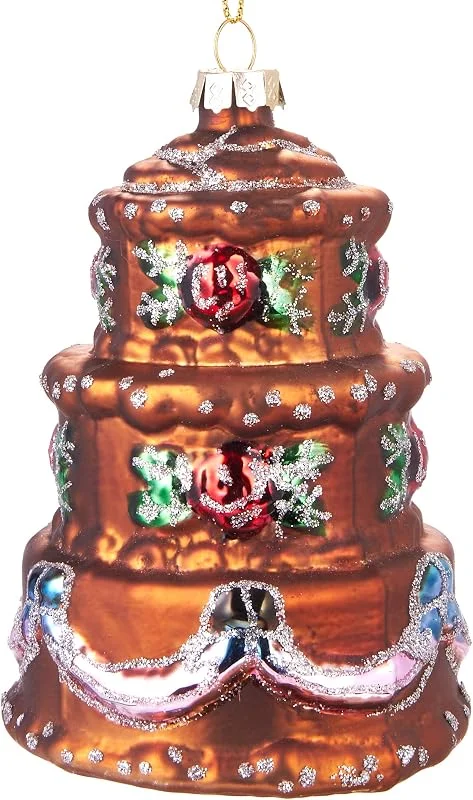 Besuche den BRUBAKER-Store BRUBAKER Torte Bunt- Handbemalte Weihnachtskugel aus Glas - Mundgeblasener Christbaumschmuck Figuren lustig Deko Anhänger Baumkugel - ca. 11 cm — Weihnachtsdeko